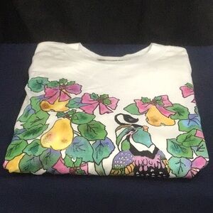 Xmas Vintage 90’s Wearable Art Tigre Lis Shoulder Padded T-Shirt Plus Sized NWOT